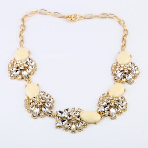 NEW Clear Crystal & Cream Resin Statement Necklace